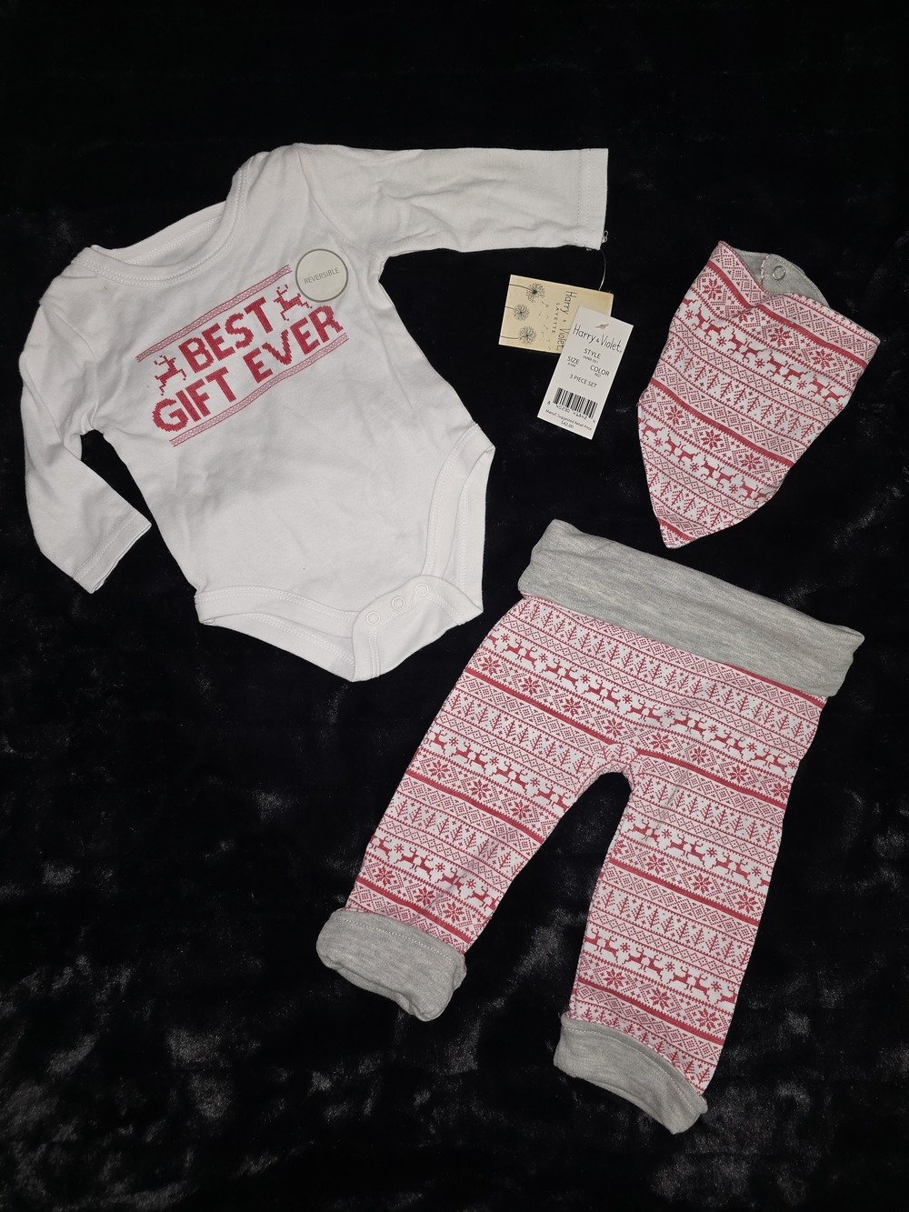 Baby Girls 3-Piece 'Best Gift Ever' White and Red Matching Set